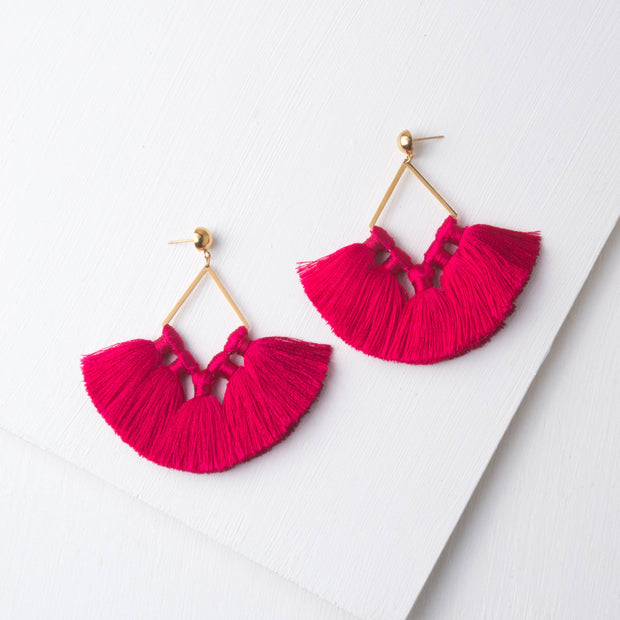 Siyona Fuchsia & Gold Tassel Earrings