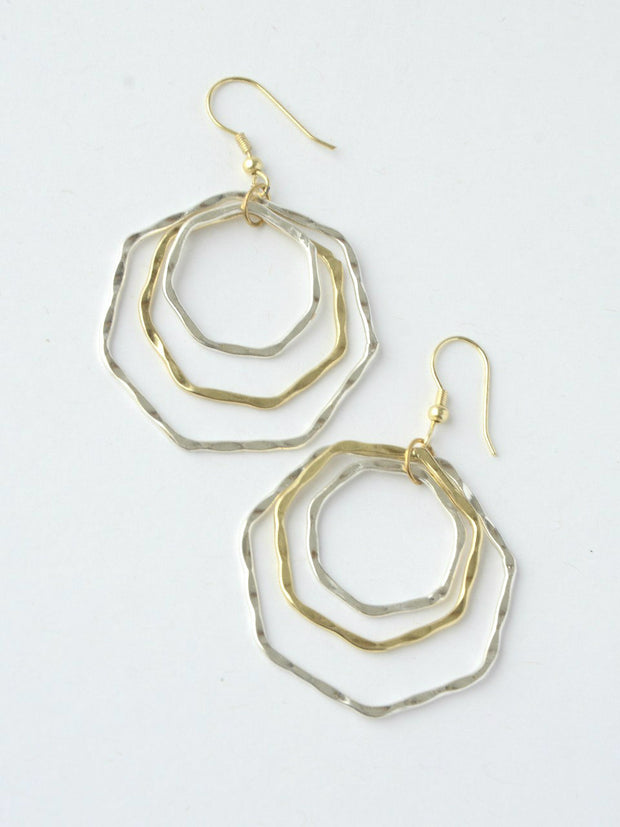 Layered Hexa Hoop Earrings-The Ethical Olive
