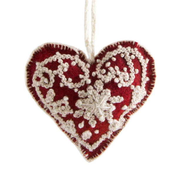 Embroidered Heart Ornament-The Ethical Olive