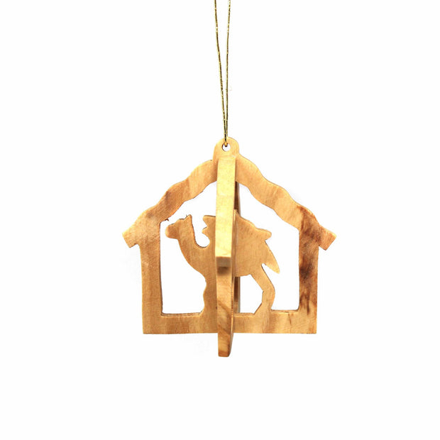 3-D Nativity in Barn Ornament