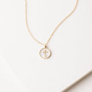 Joyce Mother of Pearl Cross Pendant Necklace-The Ethical Olive
