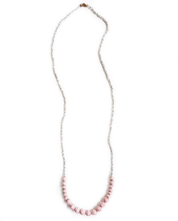 Blush Paper Bead Necklace-The Ethical Olive